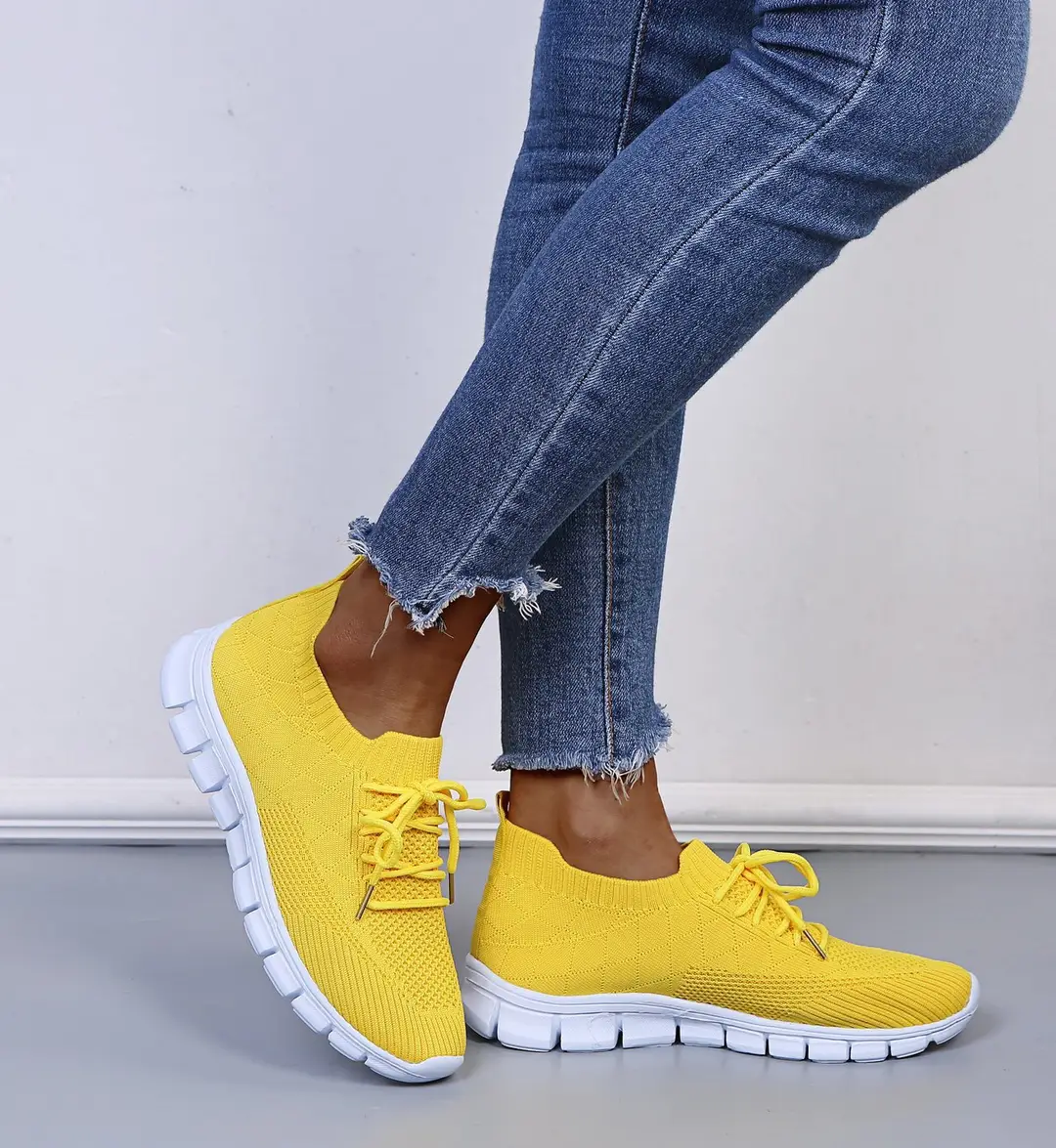 wish European and American foreign trade large size lace-up fly-woven casual shoes single-layer shoes women's cross-border sports thick-soled breathable board shoes for women — feature 9