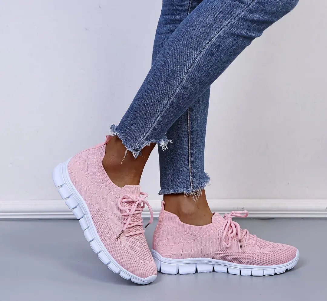wish European and American foreign trade large size lace-up fly-woven casual shoes single-layer shoes women's cross-border sports thick-soled breathable board shoes for women