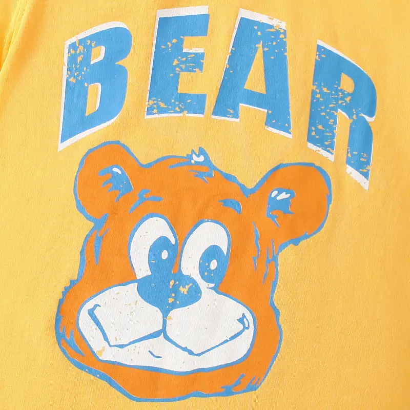 Yellow Bear Print T-Shirt for Boys - Image 8