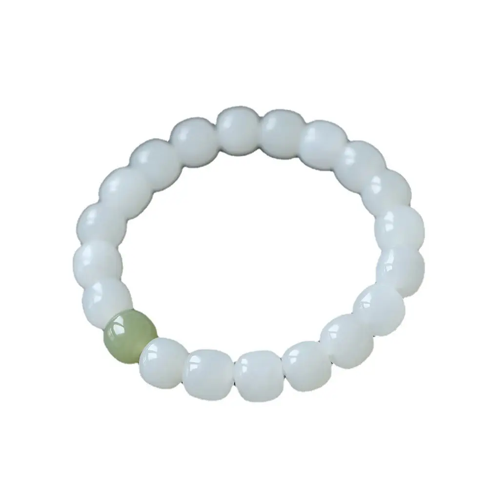 Natural Xinjiang Jade Green White Hetian Bracelet for Women
