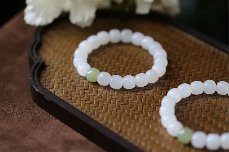 Natural Xinjiang Jade Green White Hetian Bracelet for Women — feature 2