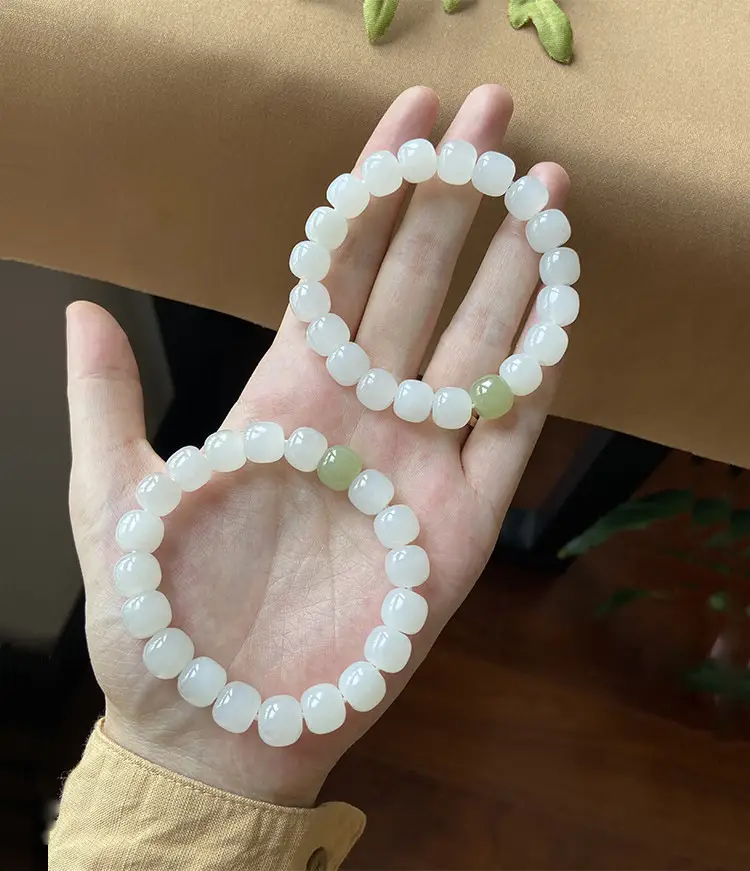 Natural Xinjiang Jade Green White Hetian Bracelet for Women — feature 3