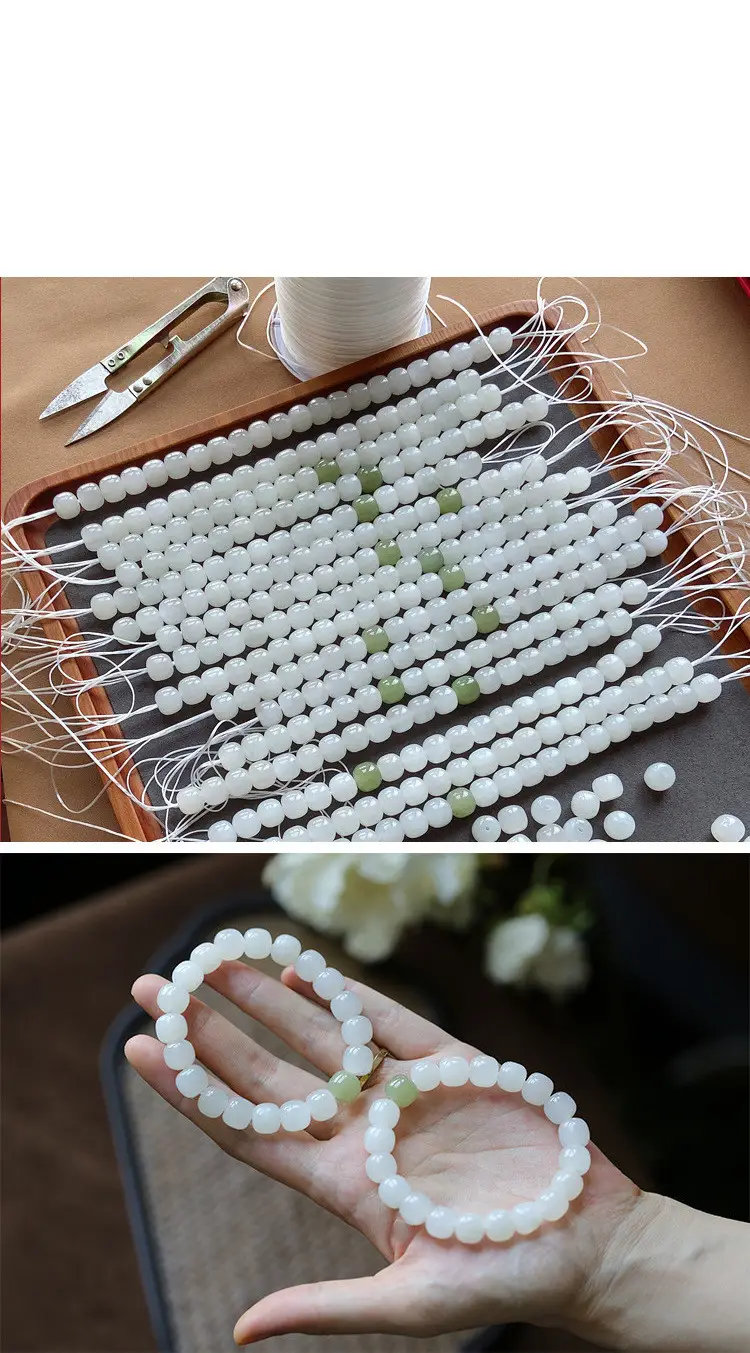 Natural Xinjiang Jade Green White Hetian Bracelet for Women — feature 4