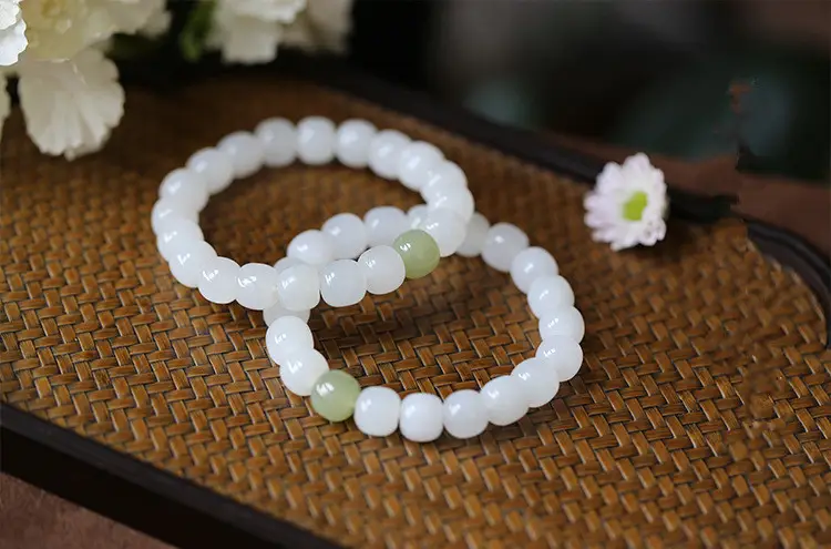 Natural Xinjiang Jade Green White Hetian Bracelet for Women — feature 5
