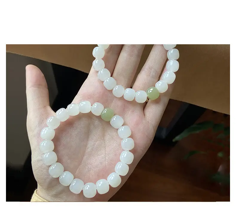 Natural Xinjiang Jade Green White Hetian Bracelet for Women — feature 8