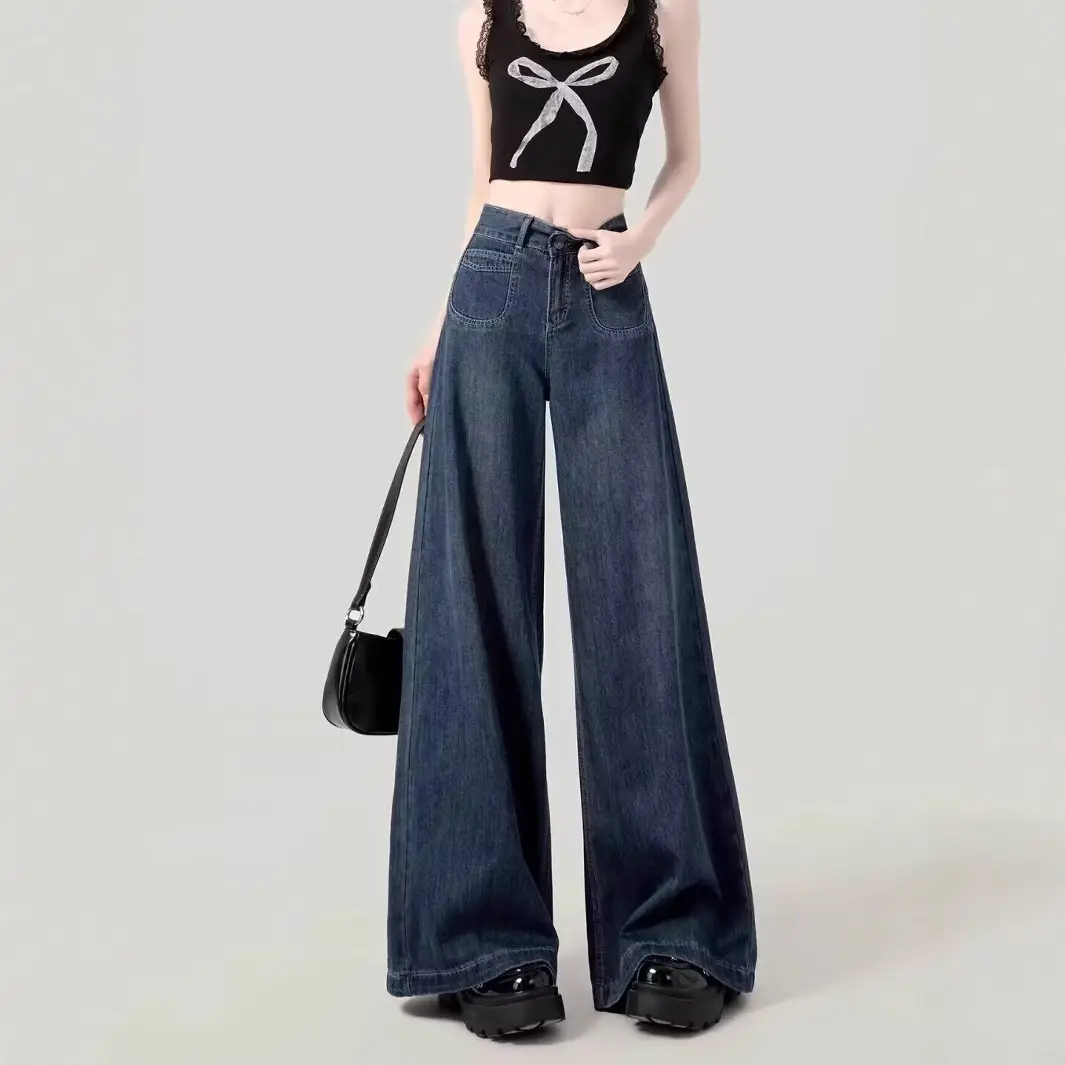 Women Korean Style Slimming Wide-leg Jeans Spring Autumn - Image 4