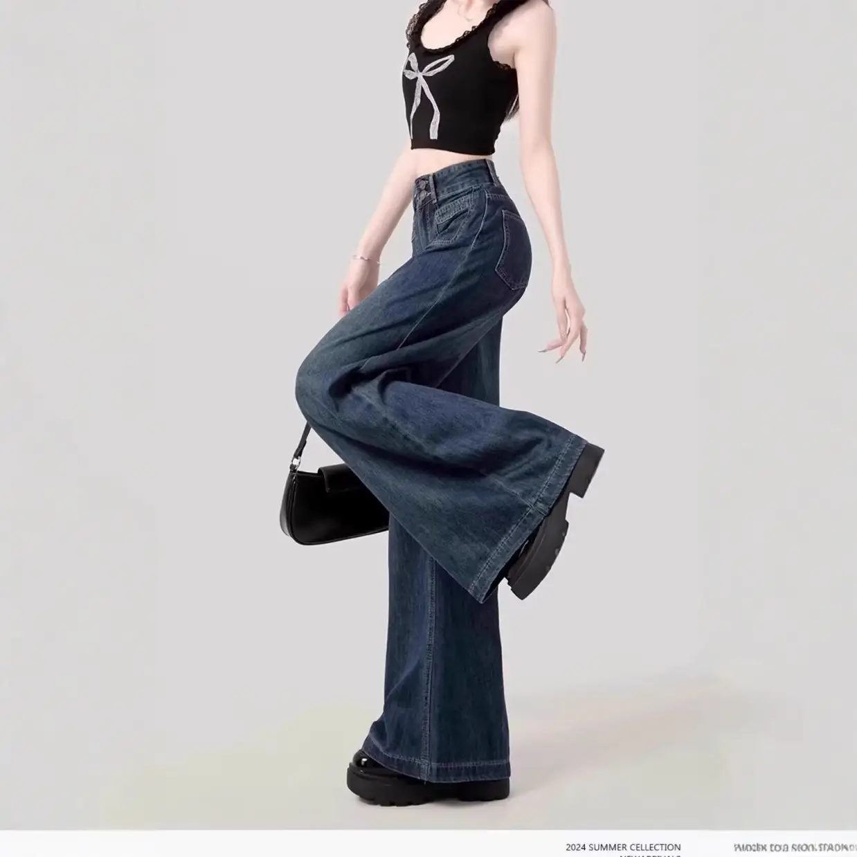 Women Korean Style Slimming Wide-leg Jeans Spring Autumn - Image 6