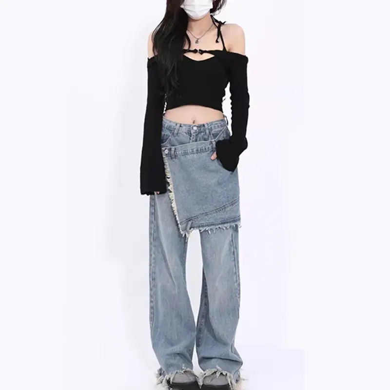 Women Korean Style Slimming Wide-leg Jeans Spring Autumn - Image 2