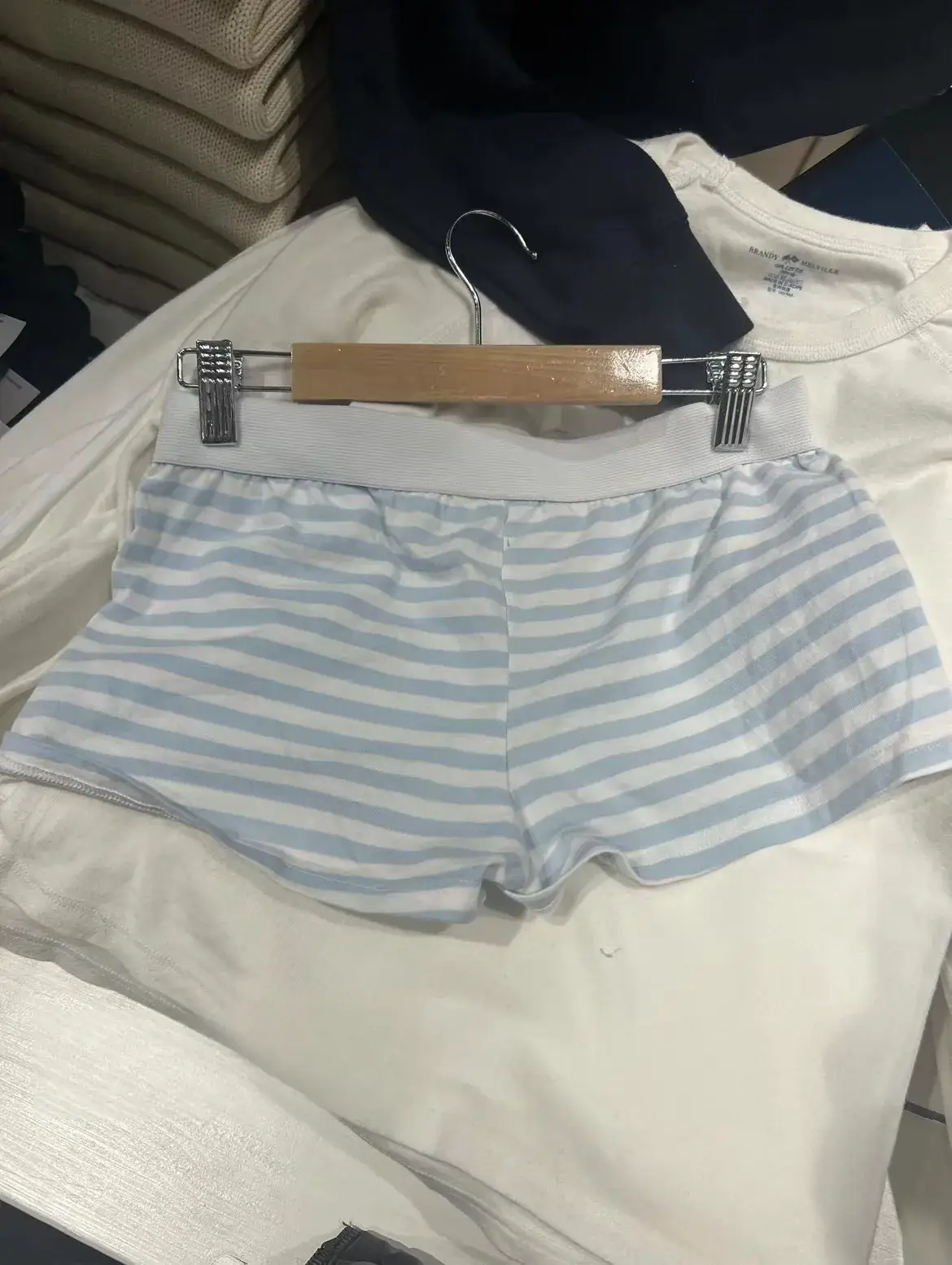 BM Style Blue Striped Elastic Shorts Women's Casual Top - Image 4