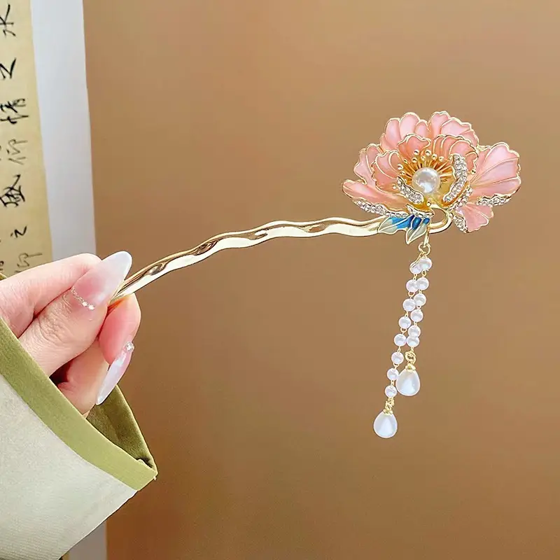 Lotus Drop Glaze Hairpin for Daily Updo