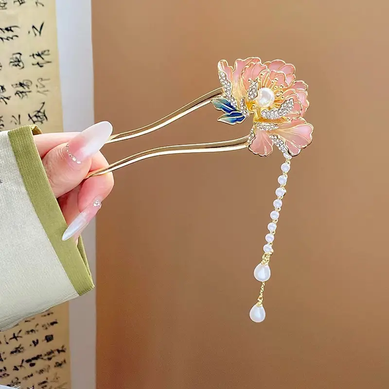 Lotus Drop Glaze Hairpin for Daily Updo