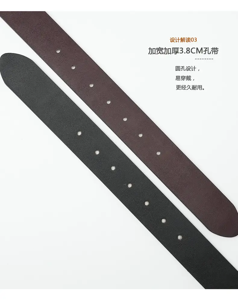 Men's Black Sandwich Cowhide Belt with Swivel Buckle β feature 6