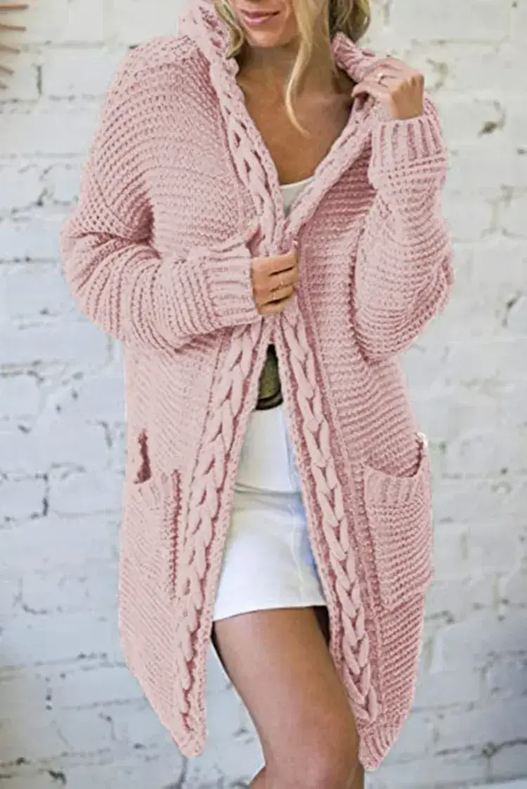 Pink Knitted Crossbody Cardigan for Women - Image 2