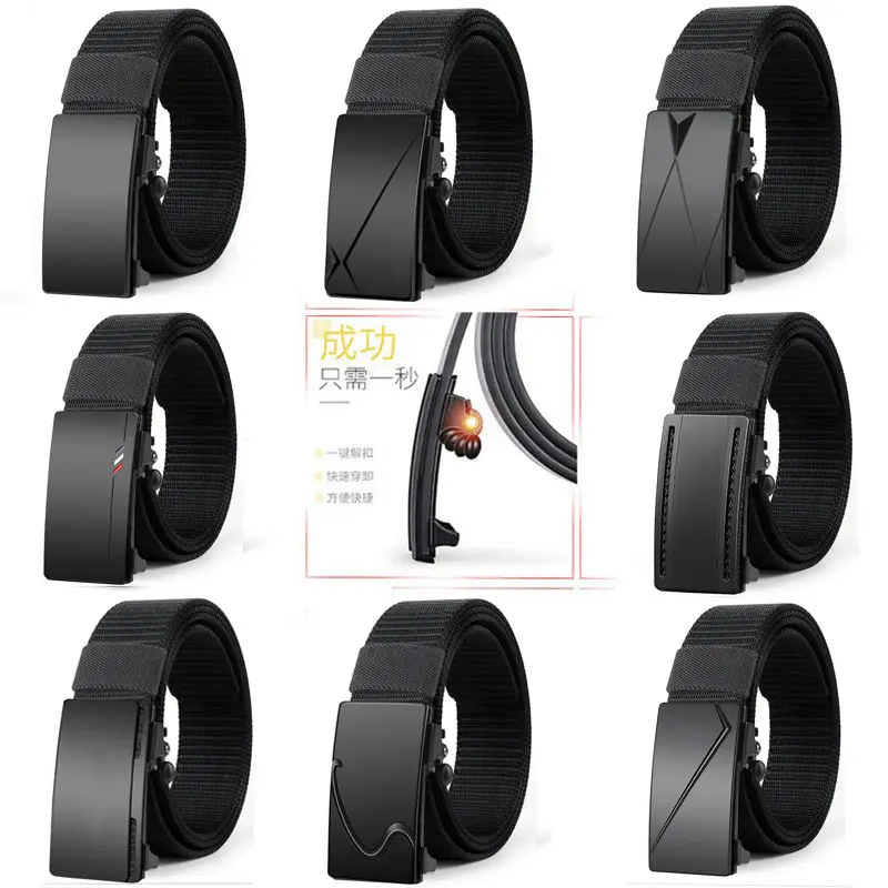 Men's Black Canvas Belt with Automatic Buckle - Image 17