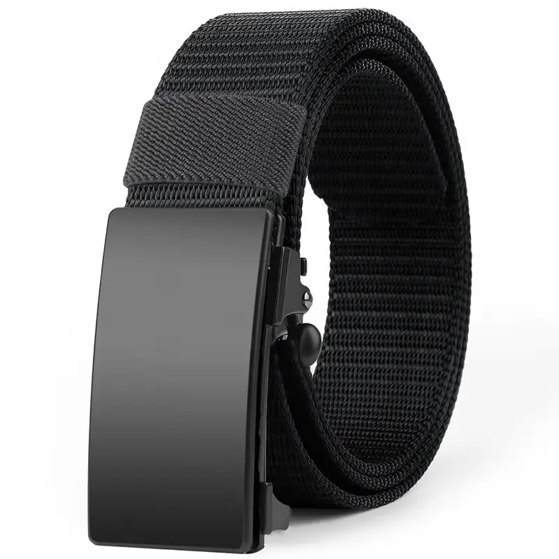 Men's Black Canvas Belt with Automatic Buckle