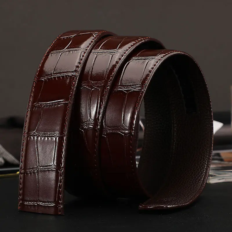Men's Black Croc Embroidered Belt for Men - Image 4