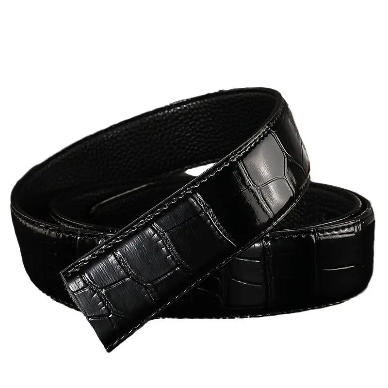 Men's Black Croc Embroidered Belt for Men - Image 7