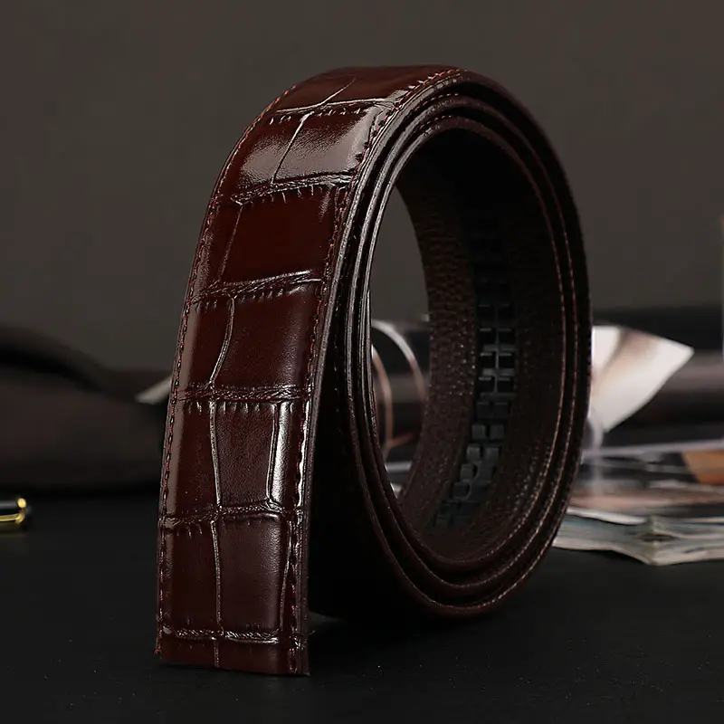 Men's Black Croc Embroidered Belt for Men - Image 2