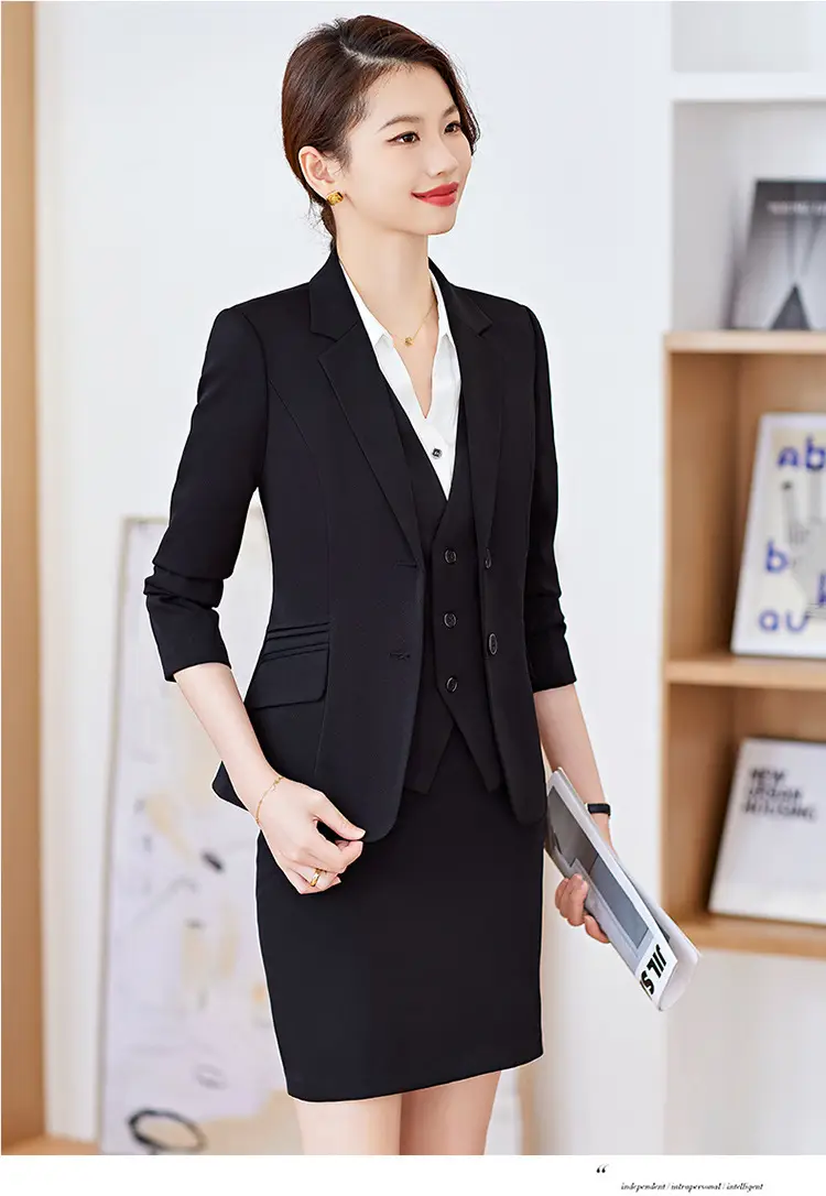 Black Professional Vest for Women British Style Workwear Suit — feature 18