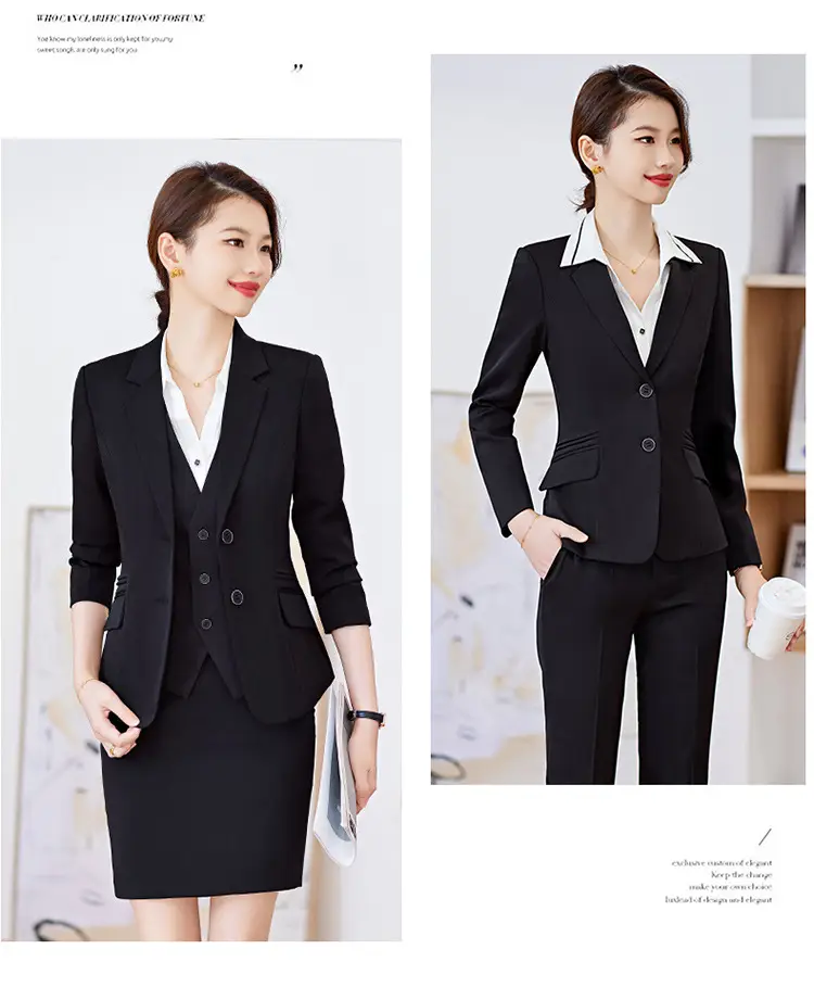 Black Professional Vest for Women British Style Workwear Suit — feature 20