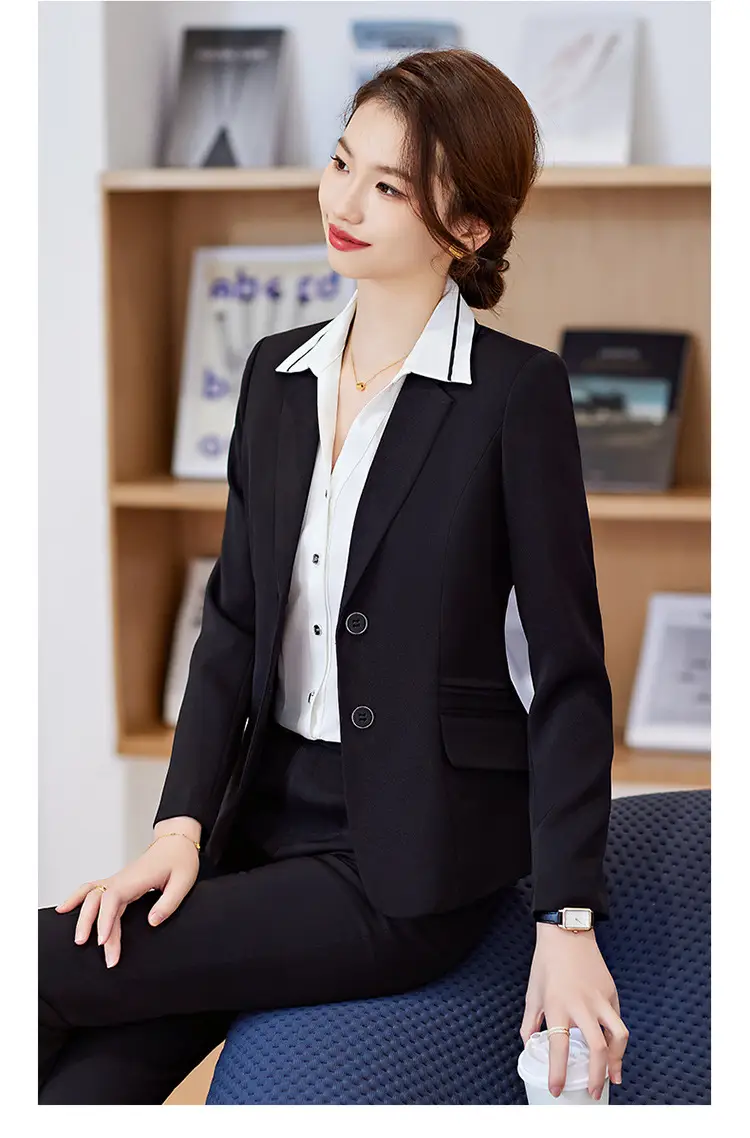 Black Professional Vest for Women British Style Workwear Suit — feature 21