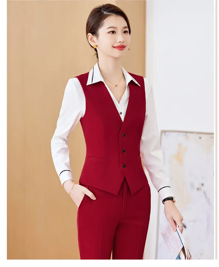 Black Professional Vest for Women British Style Workwear Suit — feature 4