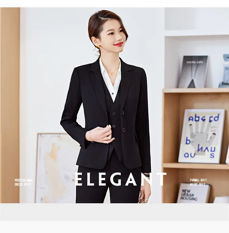 Black Professional Vest for Women British Style Workwear Suit — feature 5