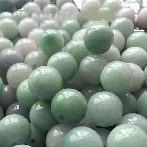 Green White Jade Loose Beads for DIY Jewelry - Image 4