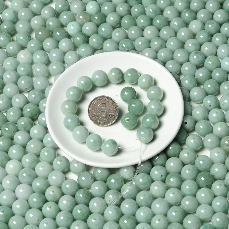 Green White Jade Loose Beads for DIY Jewelry — feature 1