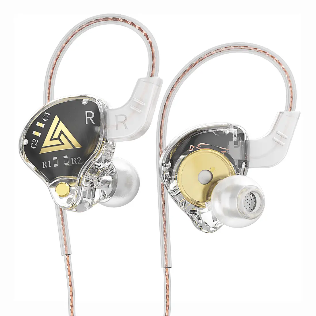 QKZ Audio Monitor Class Headphones with Wireless Control & Wheat Design