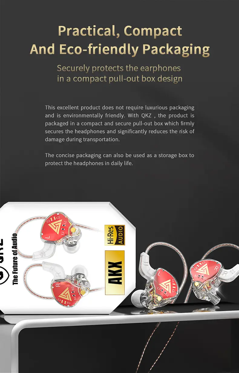 QKZ Audio Monitor Class Headphones with Wireless Control & Wheat Design — feature 11