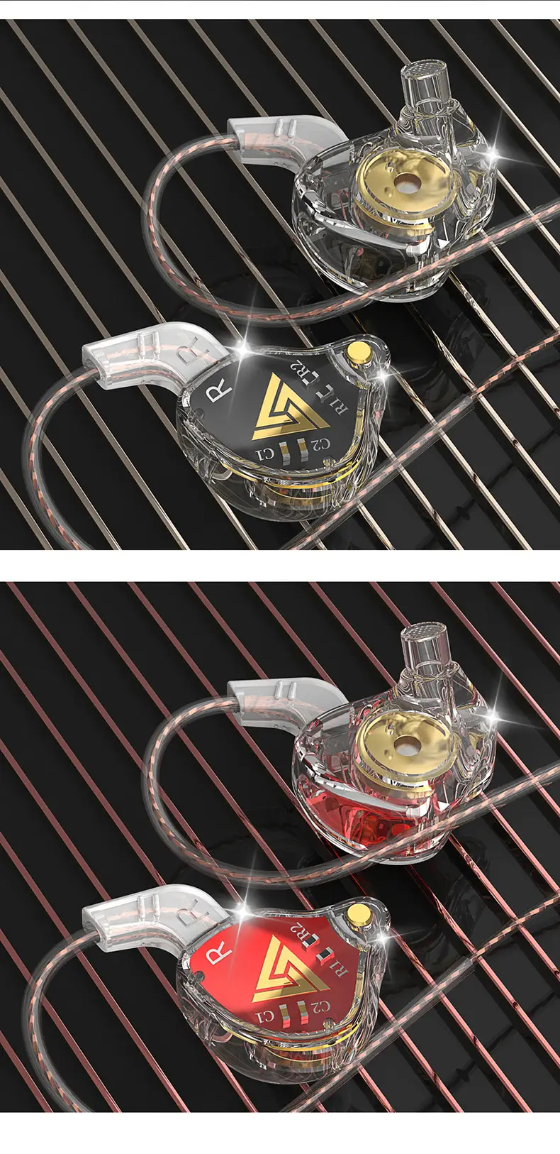 QKZ Audio Monitor Class Headphones with Wireless Control & Wheat Design — feature 14