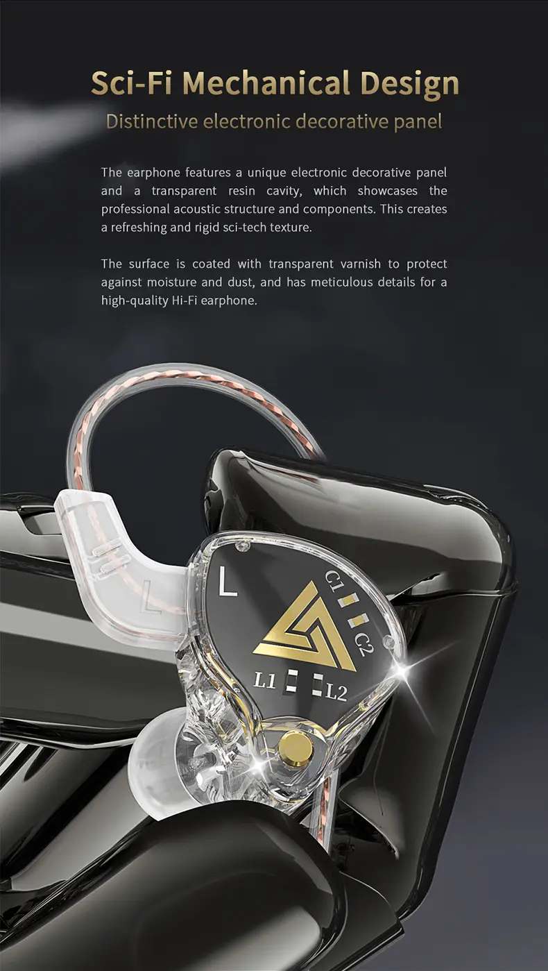 QKZ Audio Monitor Class Headphones with Wireless Control & Wheat Design — feature 5
