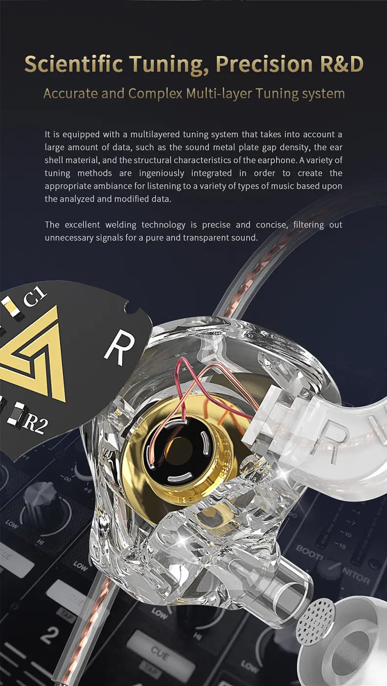 QKZ Audio Monitor Class Headphones with Wireless Control & Wheat Design — feature 6
