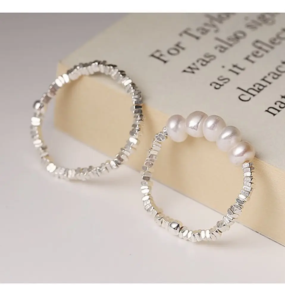 Broken Silver Pearl Ring for Women S925 Silver - Image 4