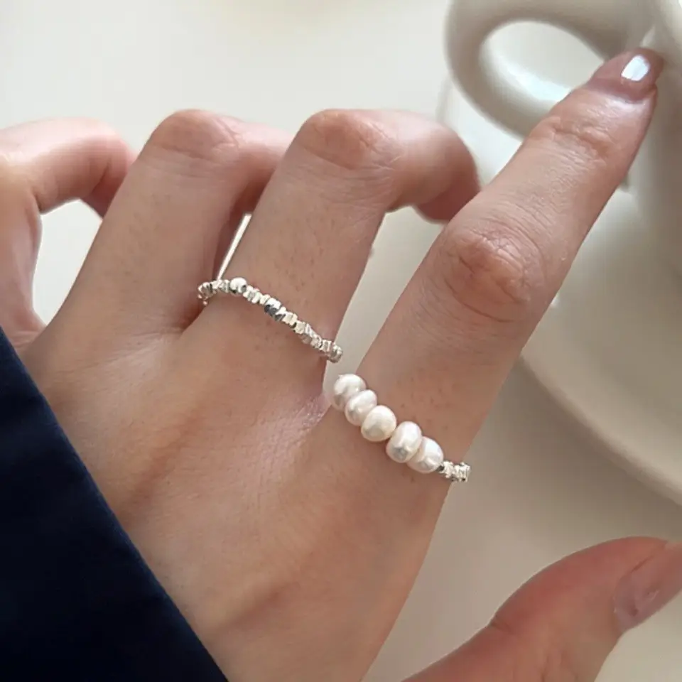 Broken Silver Pearl Ring for Women S925 Silver - Image 5