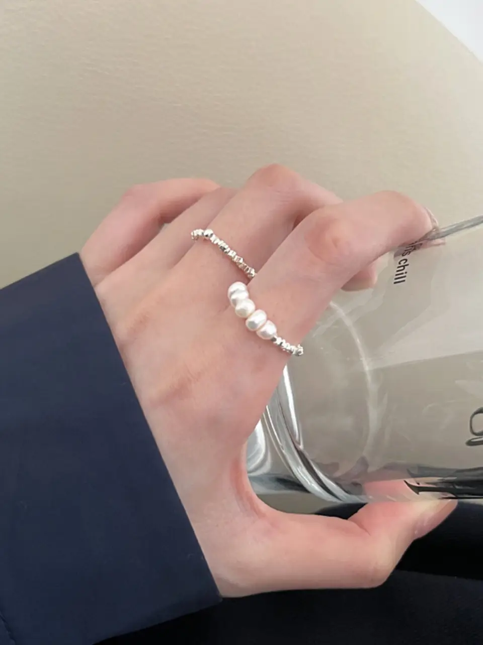 Broken Silver Pearl Ring for Women S925 Silver — feature 2