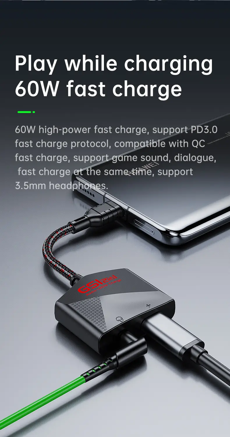 GS1 Two-in-One Gaming Audio Adapter Fast Charging Type-C — feature 13