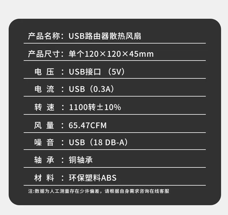 USB5V Industrial Cooling Fan Base 12cm Axial Flow — feature 34
