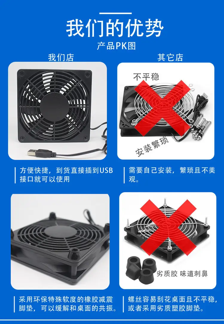 USB5V Industrial Cooling Fan Base 12cm Axial Flow — feature 8