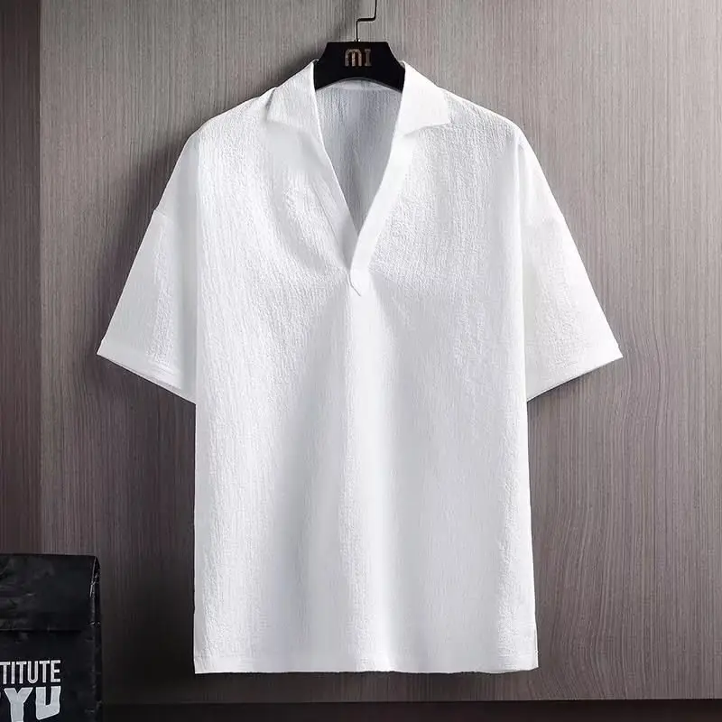 Men White Slim Fit Polo Shirt Short Sleeve Summer 2025 - Image 2