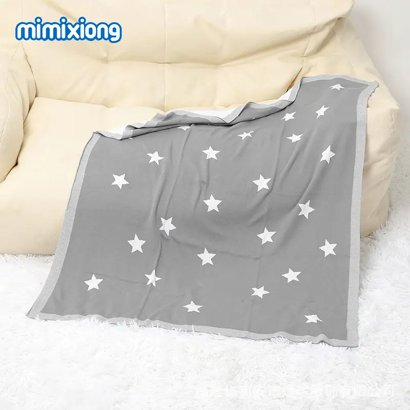Baby Star Knitted Cotton Blanket Cover Brown - Image 9