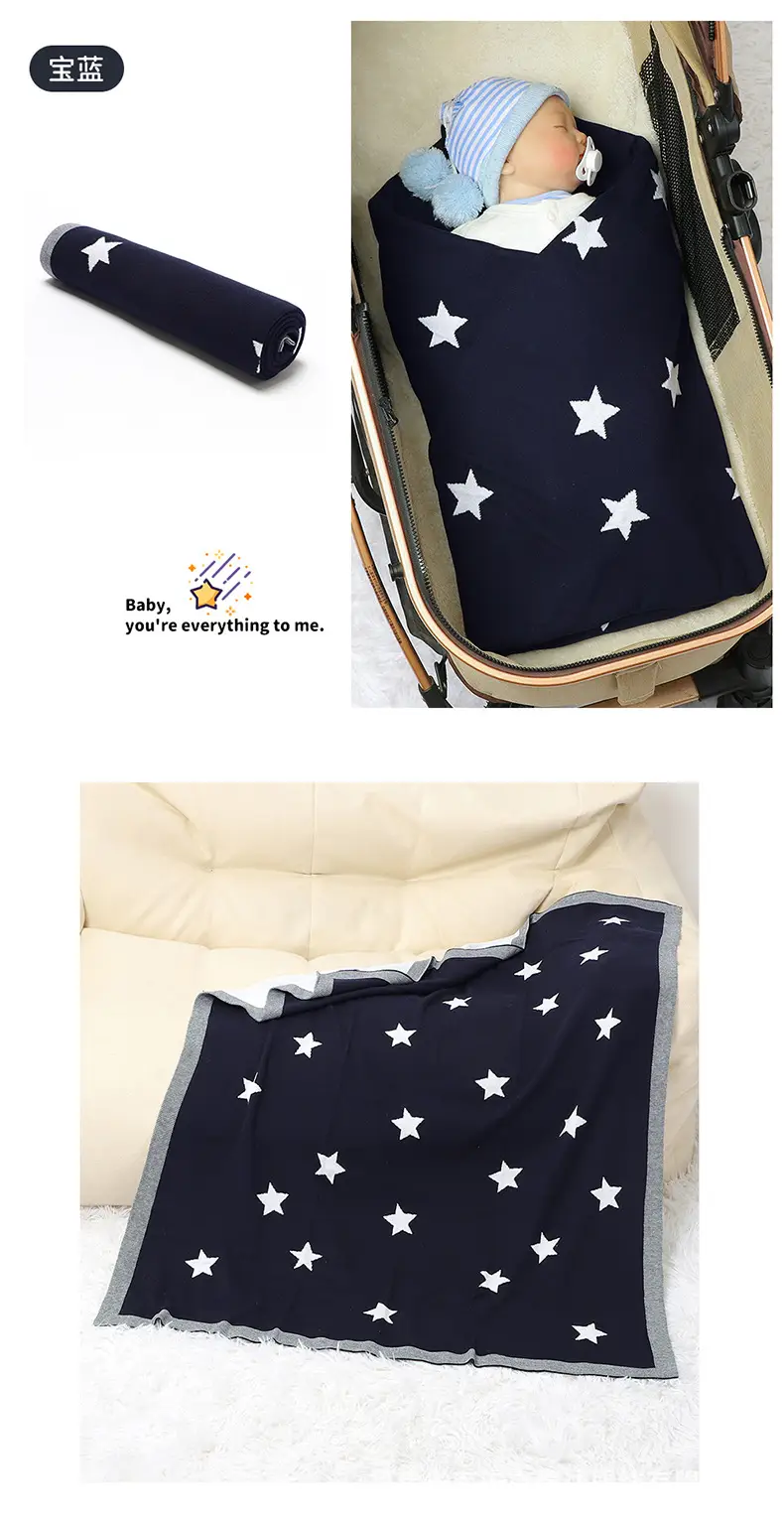 Baby Star Knitted Cotton Blanket Cover Brown — feature 10