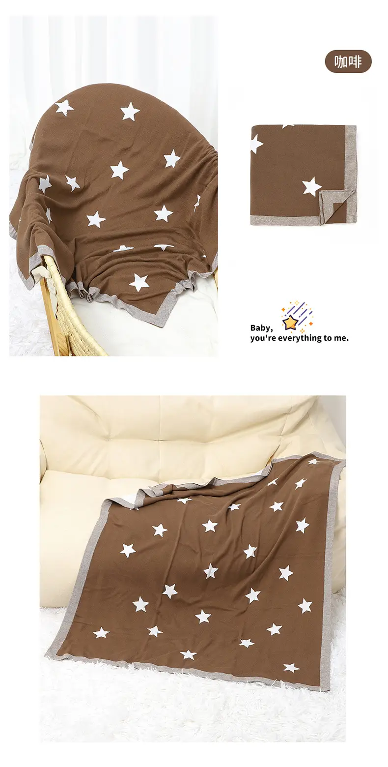 Baby Star Knitted Cotton Blanket Cover Brown — feature 13