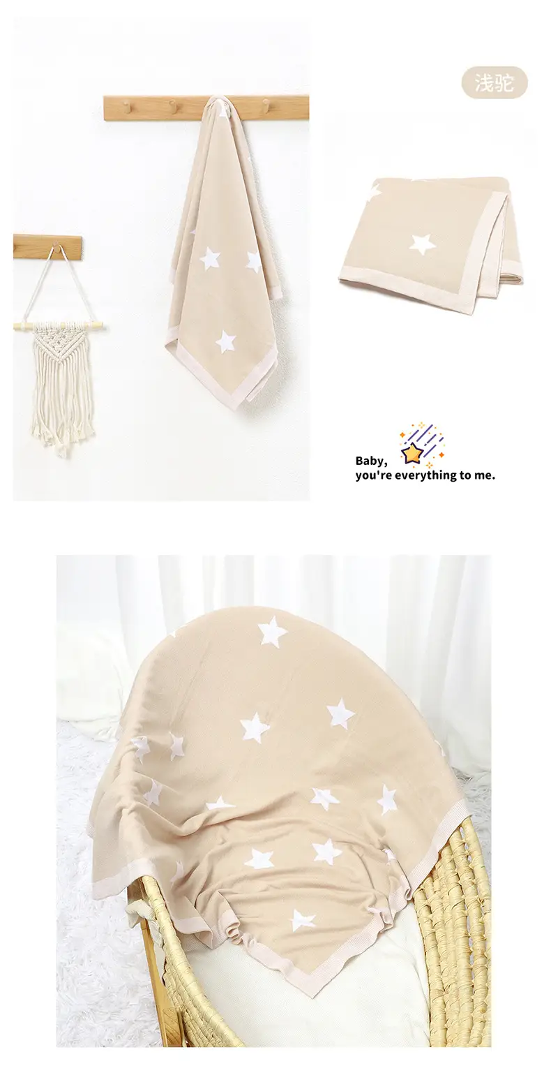 Baby Star Knitted Cotton Blanket Cover Brown — feature 15