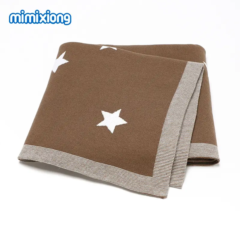 Baby Star Knitted Cotton Blanket Cover Brown - Image 4
