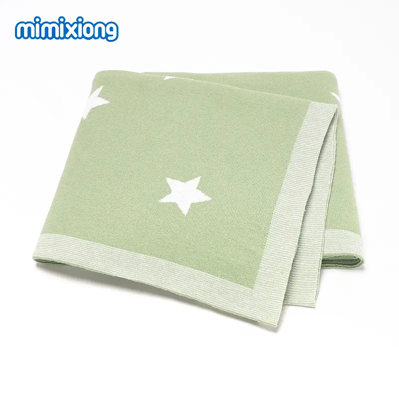 Baby Star Knitted Cotton Blanket Cover Brown - Image 5