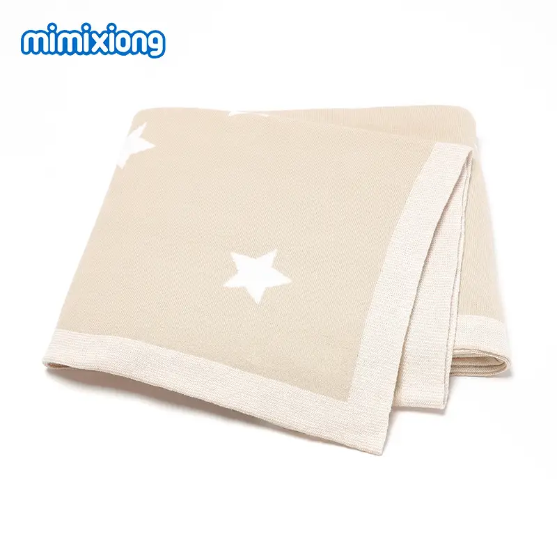 Baby Star Knitted Cotton Blanket Cover Brown - Image 6
