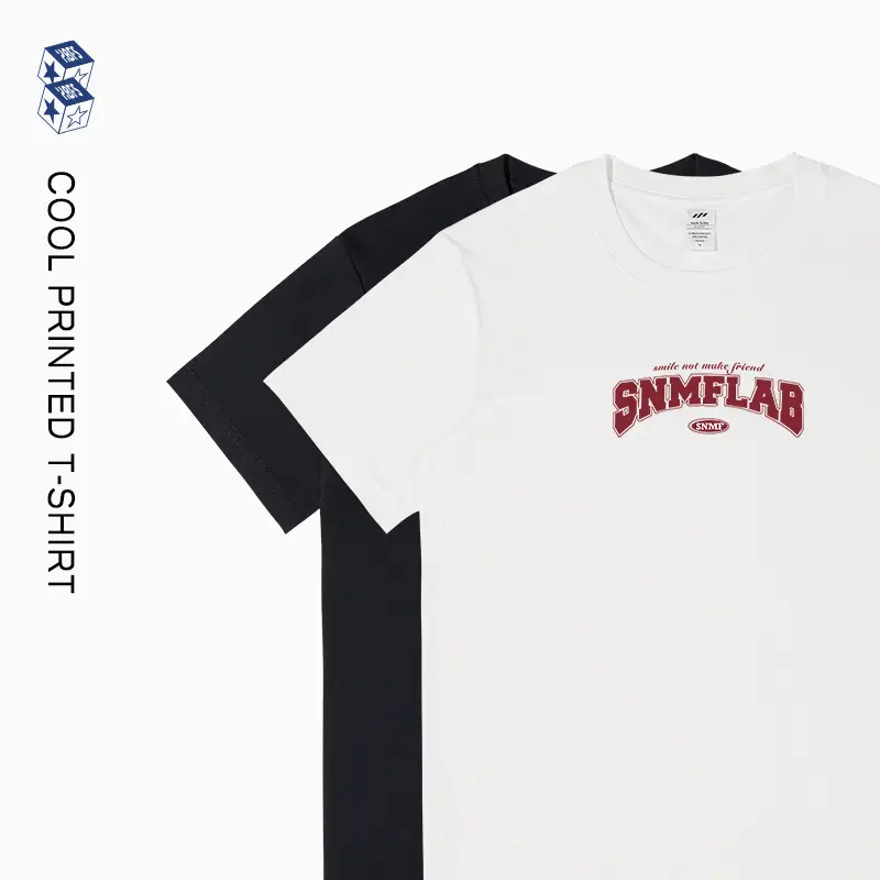 Men's American Letter Pure Cotton T-Shirt Cream - Image 9