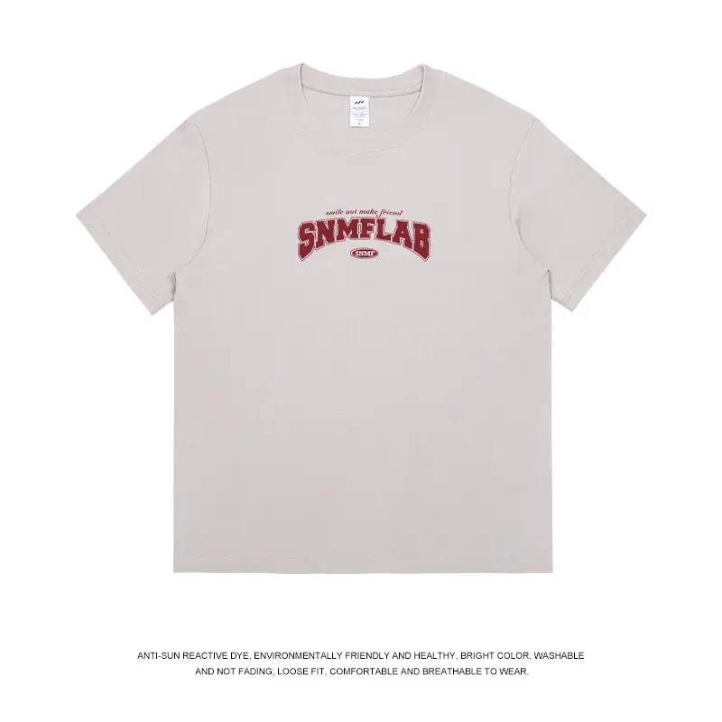 Men's American Letter Pure Cotton T-Shirt Cream - Image 10